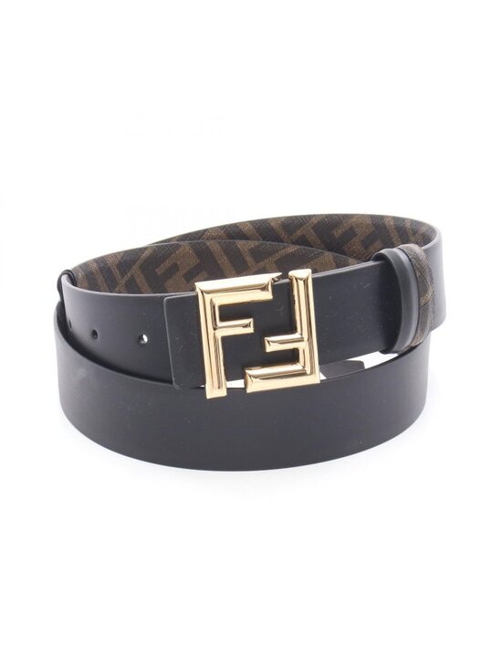 Fendi Belt Round FF Reversible Black Leather main image 5